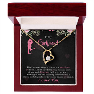 To My Girlfriend Words are Not Enough Forever Necklace w Message Card